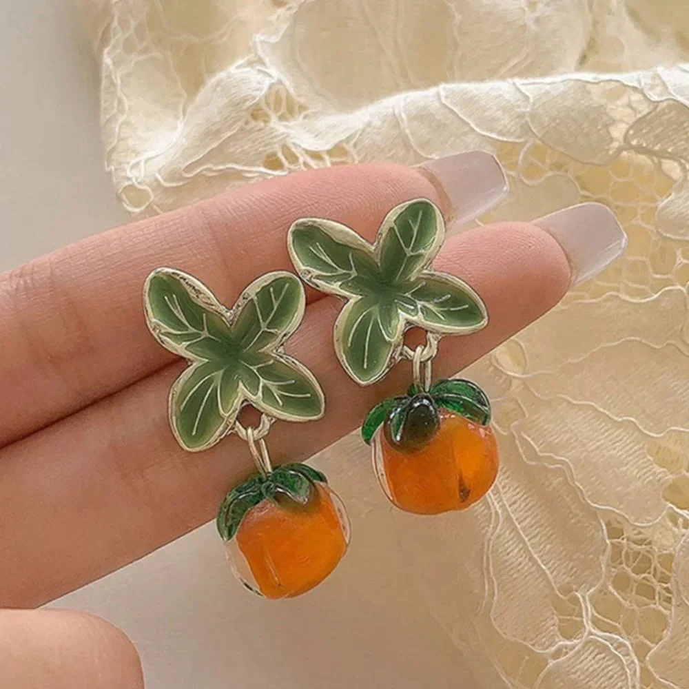 Persimmon Glass Earrings - Picture 2 of 3